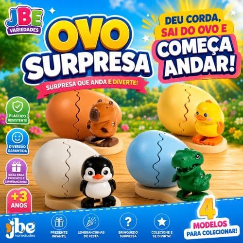 Ovo Surpresa Infantil a Corda Animal Saltitante Brinquedo Criança Interativo Divertido Dinossauro Pato Pinguim Capivara