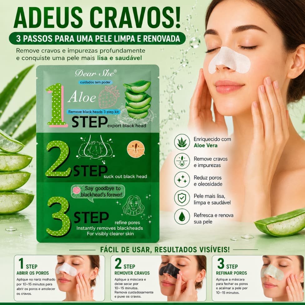 1/2/3 Adesivo Máscara De Nariz Removedor De Cravo Acne Nutritivo Hidratante Bioagua