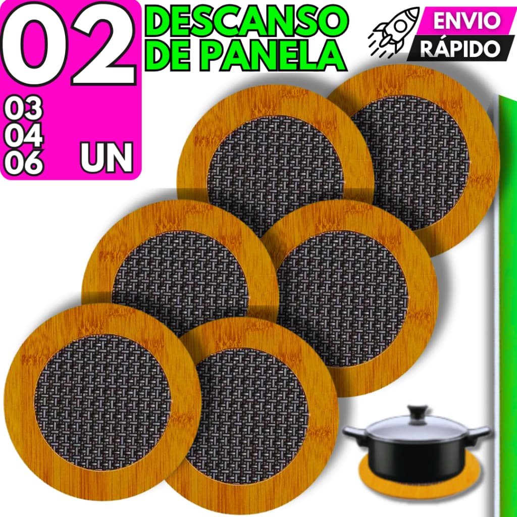 06/04/03/02 Descanso de Panela MDF Antiderrapante Cozinha Alta Temperatura Apoio Panela Quente Mesa
