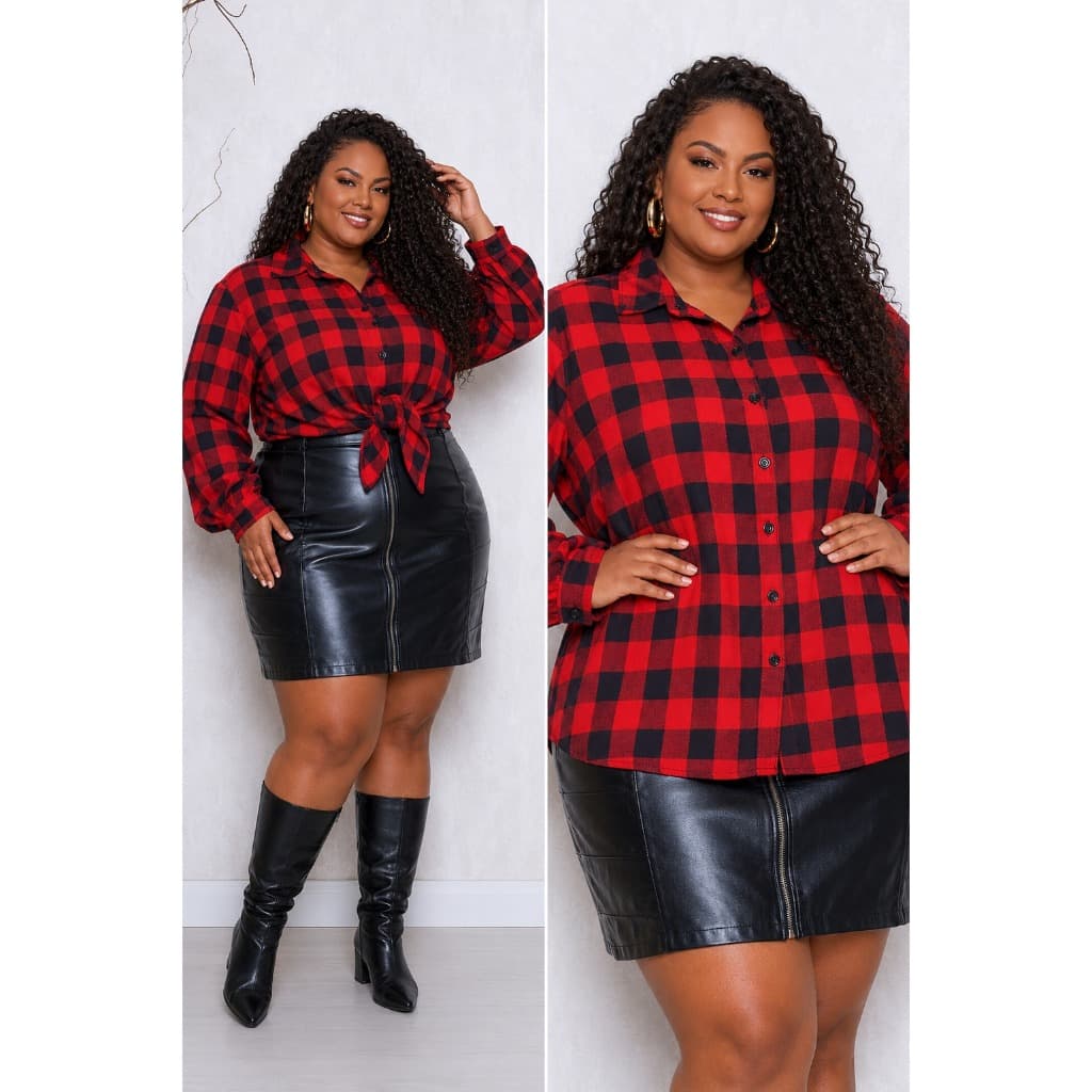 Camisa e cropped Xadrez feminina feminino plus size G1,G2,G3 tamanho