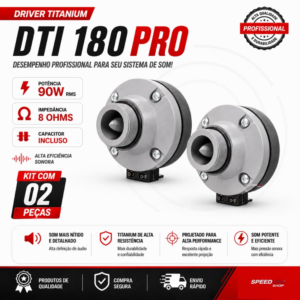 Kit 2 Driver Titanium Dti180 DTI 160 Musicall Pro 180w Para Corneta TI Caixa de Som e Som Automotivo