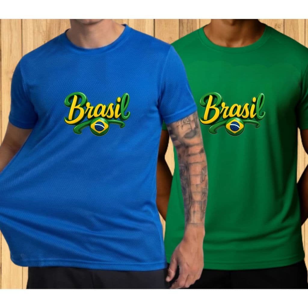 Kit 2 Camiseta Masculina Dry Fit Brasil Torcida Unissex Tecido Leve Brasil Copa Do Mundo 2026