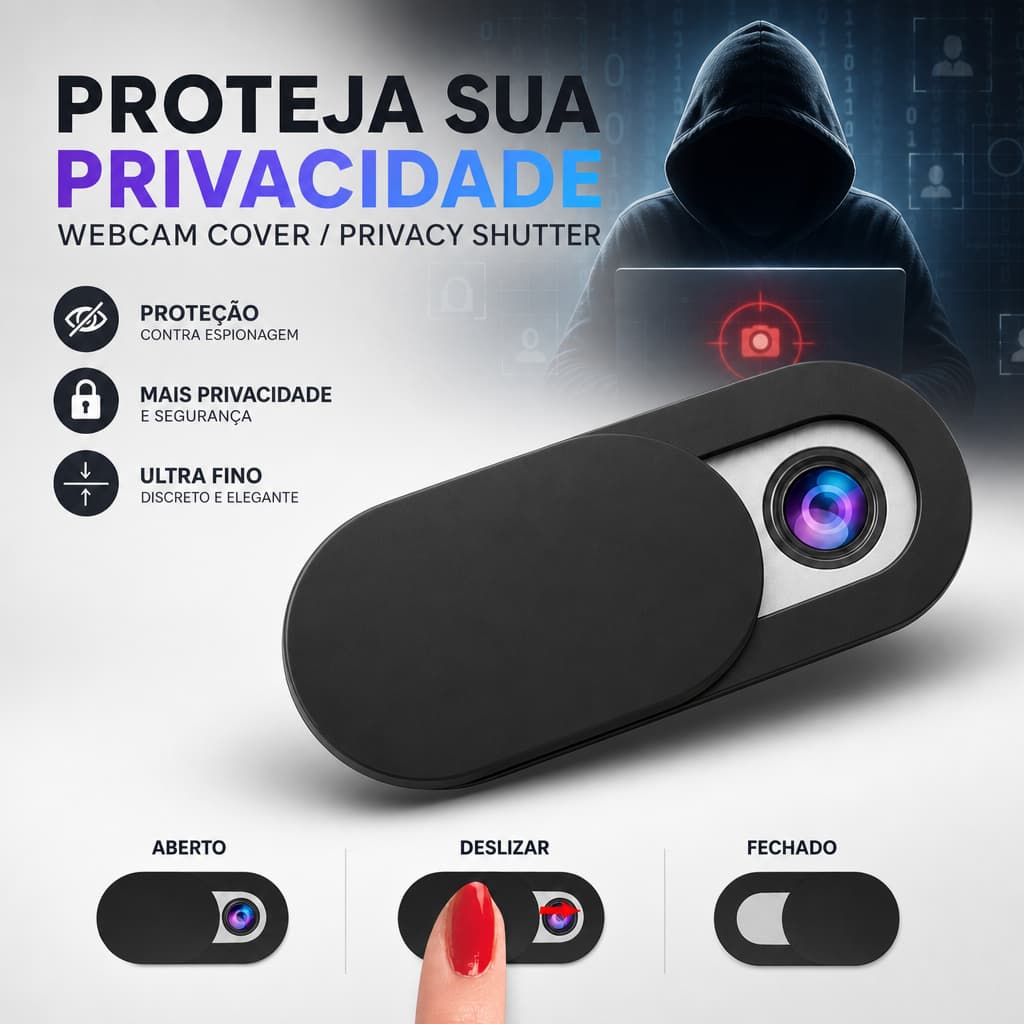 PROTETOR DE CÂMERA WEBCAM ANTI-HACKER | TAMPA DESLIZANTE UNIVERSAL