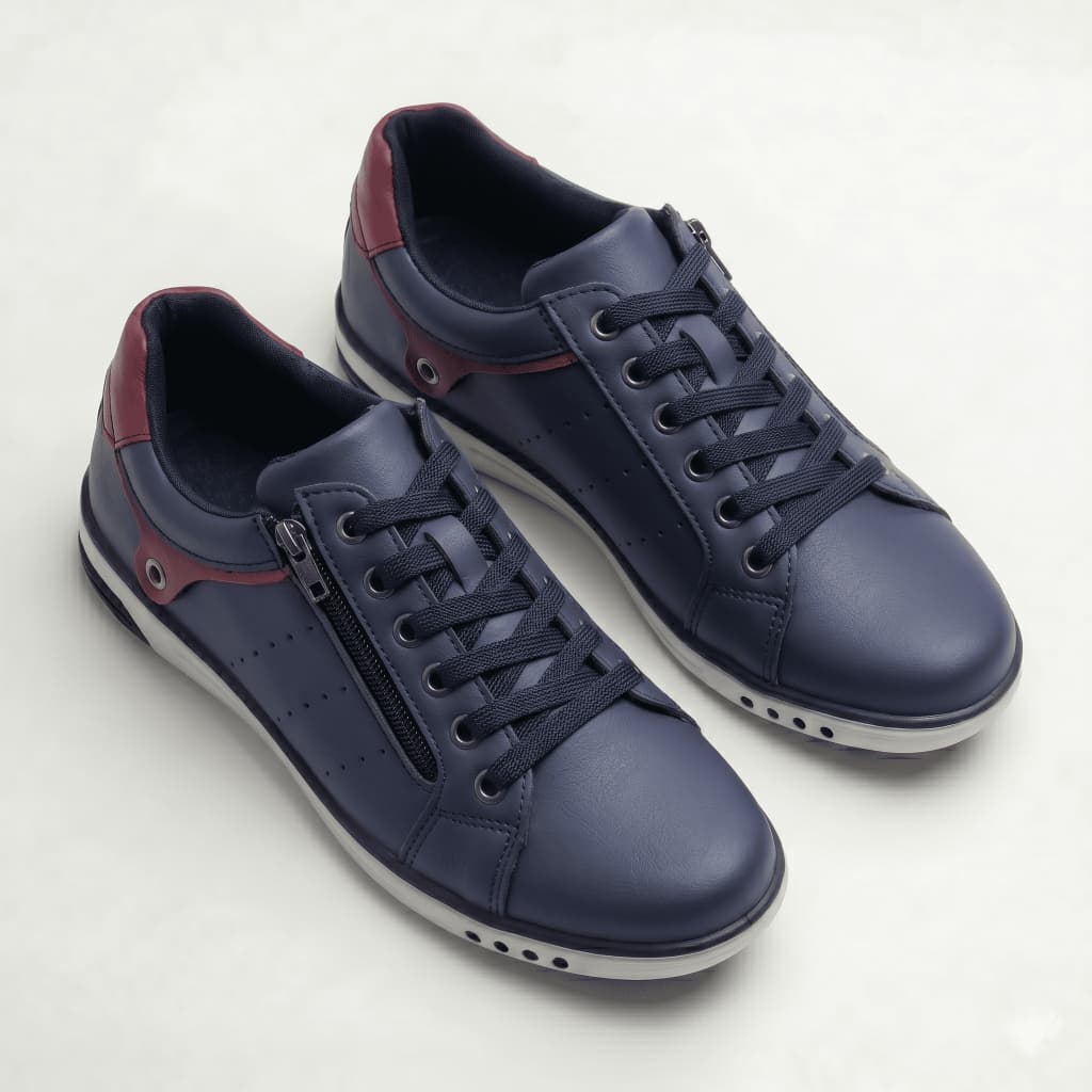 Tênis Masculino Azul Star Fox Ziper e Cadarço Calce Casual