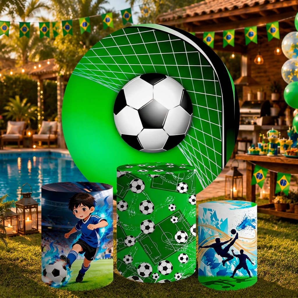 Kit Trio Capa de Cilindro Capa de Painel Futebol Bola Gol