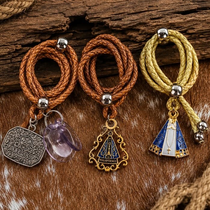 SUPORTE DE COURO PARA CHAPÉU VEICULAR ARIAT - COUNTRY, ARTESANAL, COM VENTOSA PARA AUTOMÓVEIS CARROS, CAMINHÕES