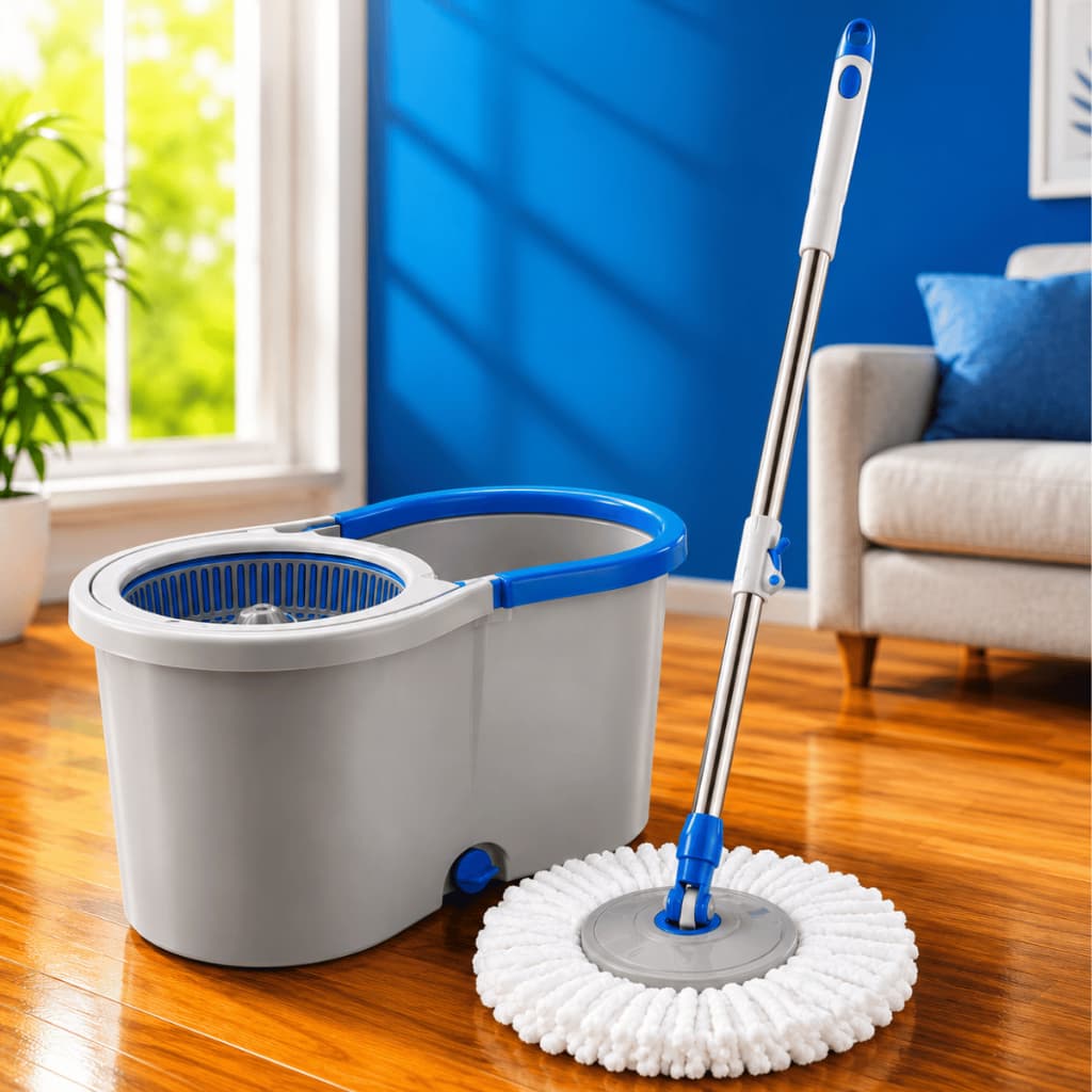 Mop Giratório com Alça 13 Litros Esfregão de Limpeza Chão Piso Porcelanato Refil Microfibra Sortida