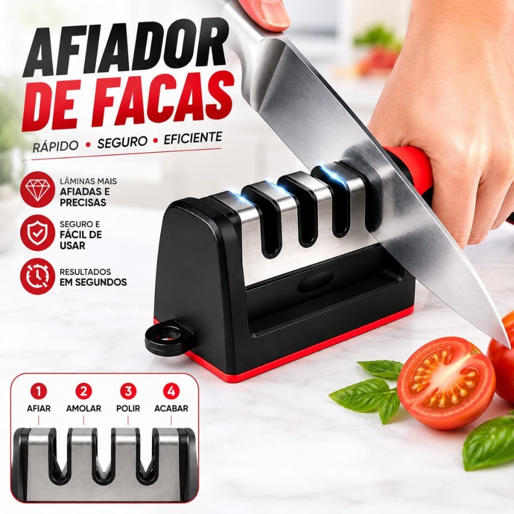 Afiador Amolador De Facas Tesouras Profissional 4 Em 1