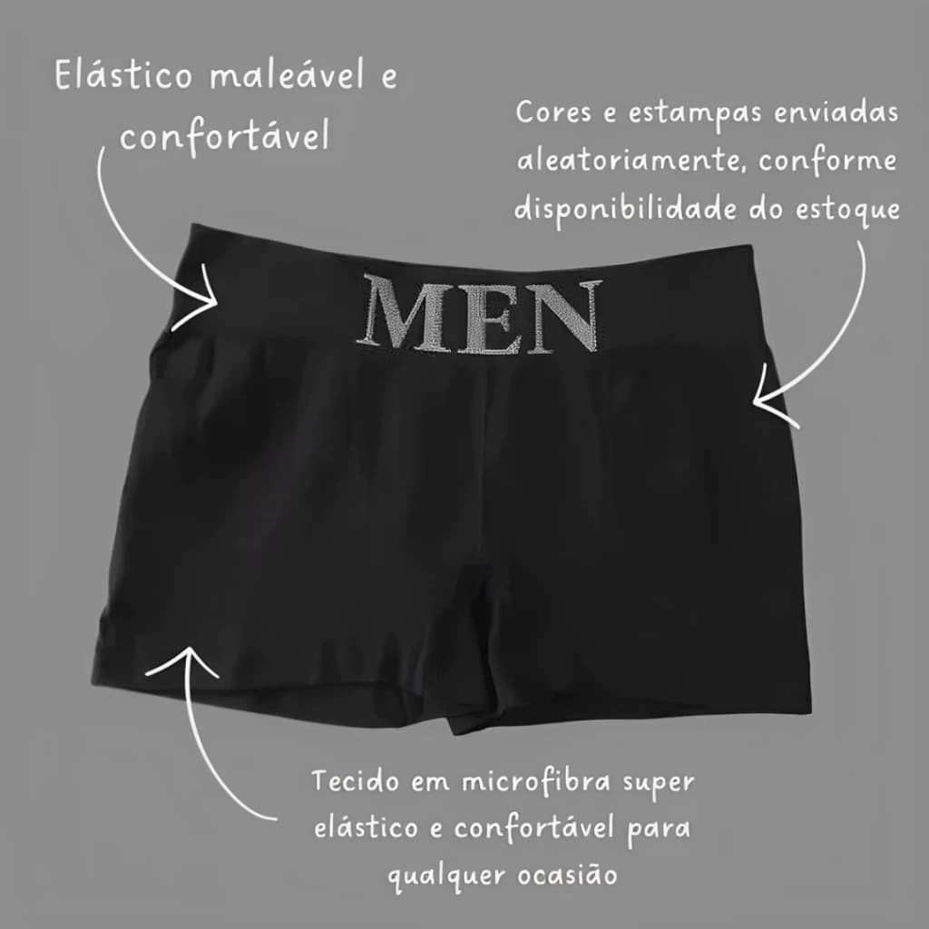 Kit 6 Cuecas Boxer Adulto Microfibra Sem Costura
