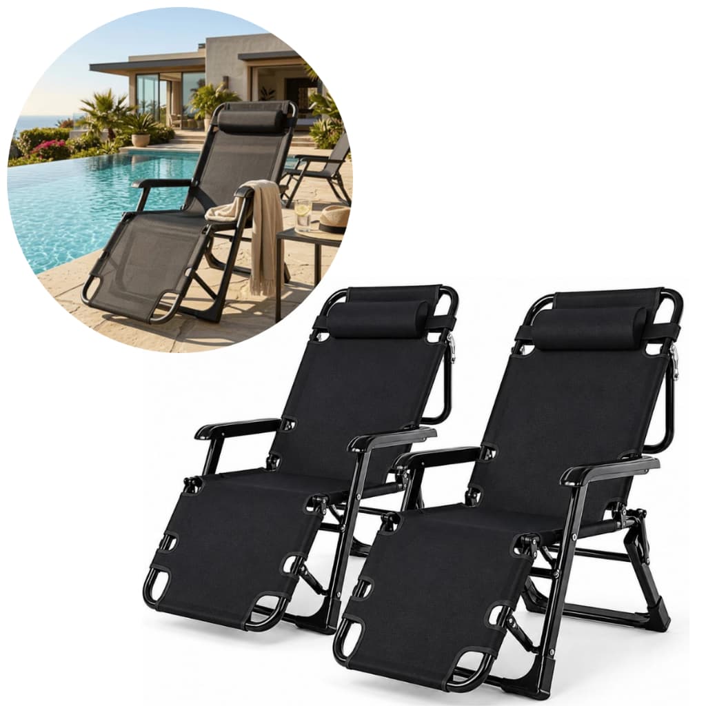 Kit 2 Espreguiçadeiras Dobráveis Cadeiras Reclináveis Praia Piscina Pesca Camping 5 Posições