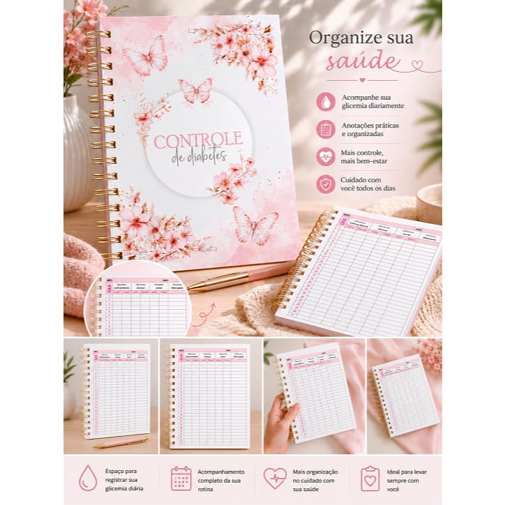 CADERNO CONTROLE DE DIABETES MASCULINO E FEMININO
