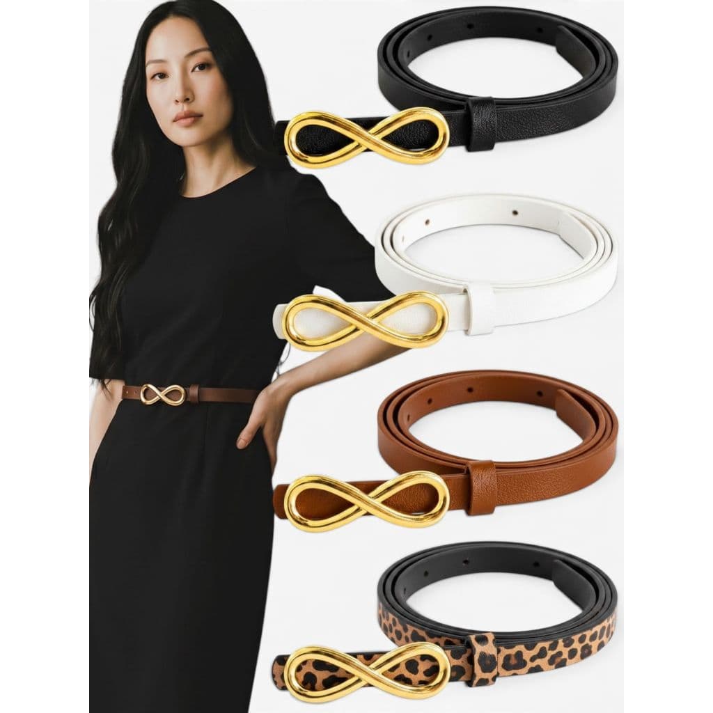 Cinto Feminino Elegante Fivela Infinito Couro Sintético Resistente Da Moda - Maitê