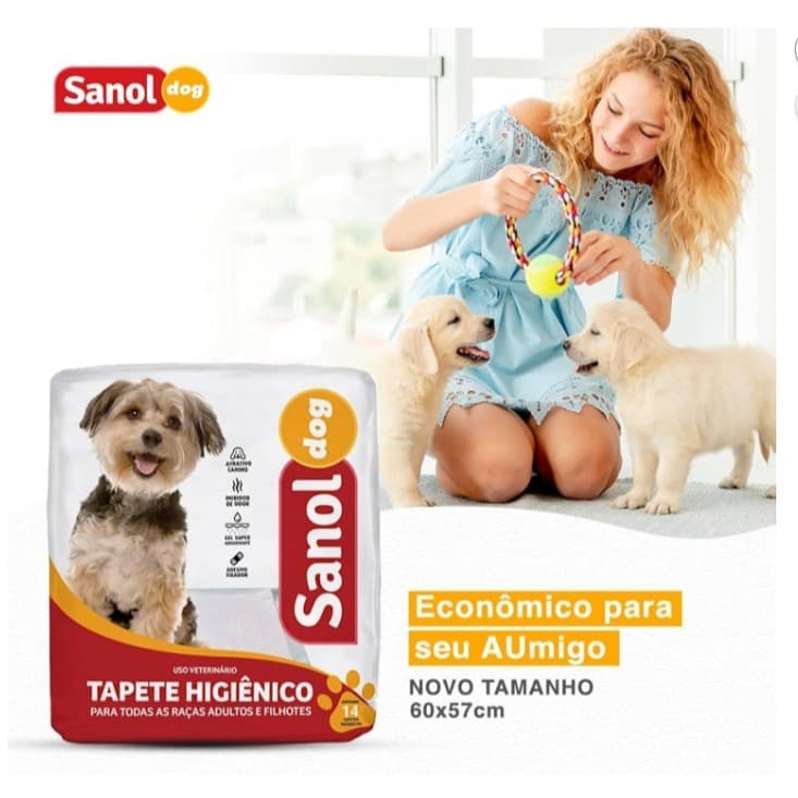 Tapete Higiênico Descartável para Cães, 14 unidades, Tamanho total 60cm X 57cm, Tamanho de absorvição 49cm X 42,5cm