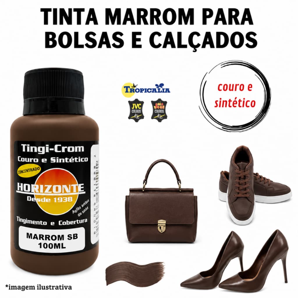 Tinta marrom couro e sintético Horizonte 100ml Semi brilho