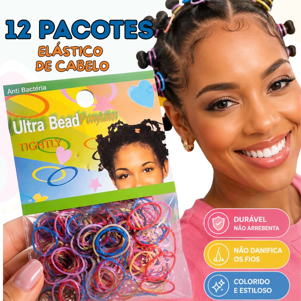 12 PACOTES DE ELÁSTICOS MINI DE SILICONE RABICÓ PRENDEDOR DE CABELO EM PACOTINHOS