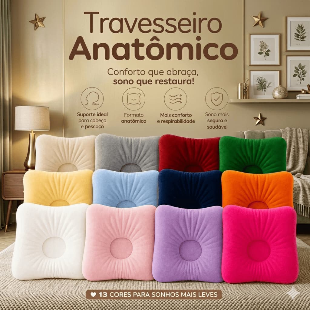 Travesseiro Anatômico Ortopédico Almofada Conforto Sono Bebê