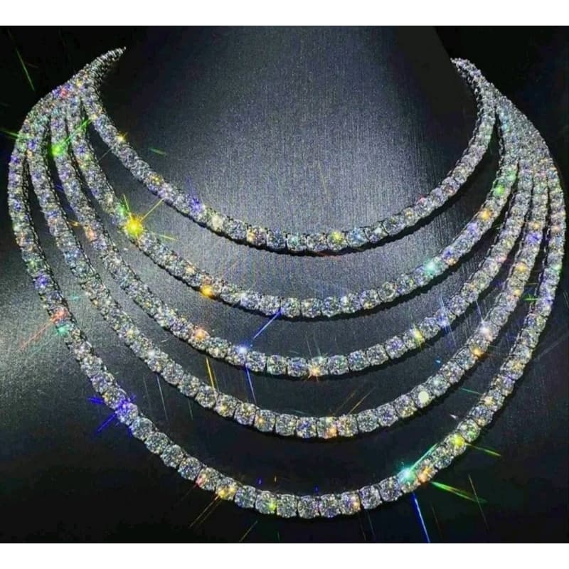 Corrente Riviera Moissanita Legítima 3mm 4mm 5mm Tennis Chain Cravejada Luxo
