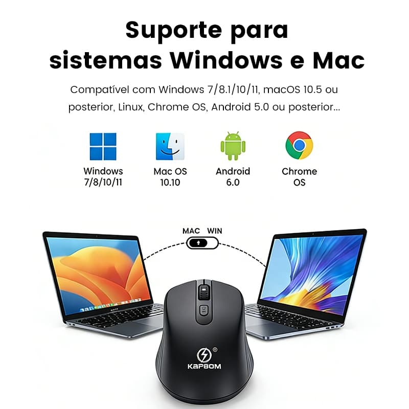 Mouse Sem Fio Wireless 2.4Ghz Receptor USB Kapbom KA-602 ( PRETO )