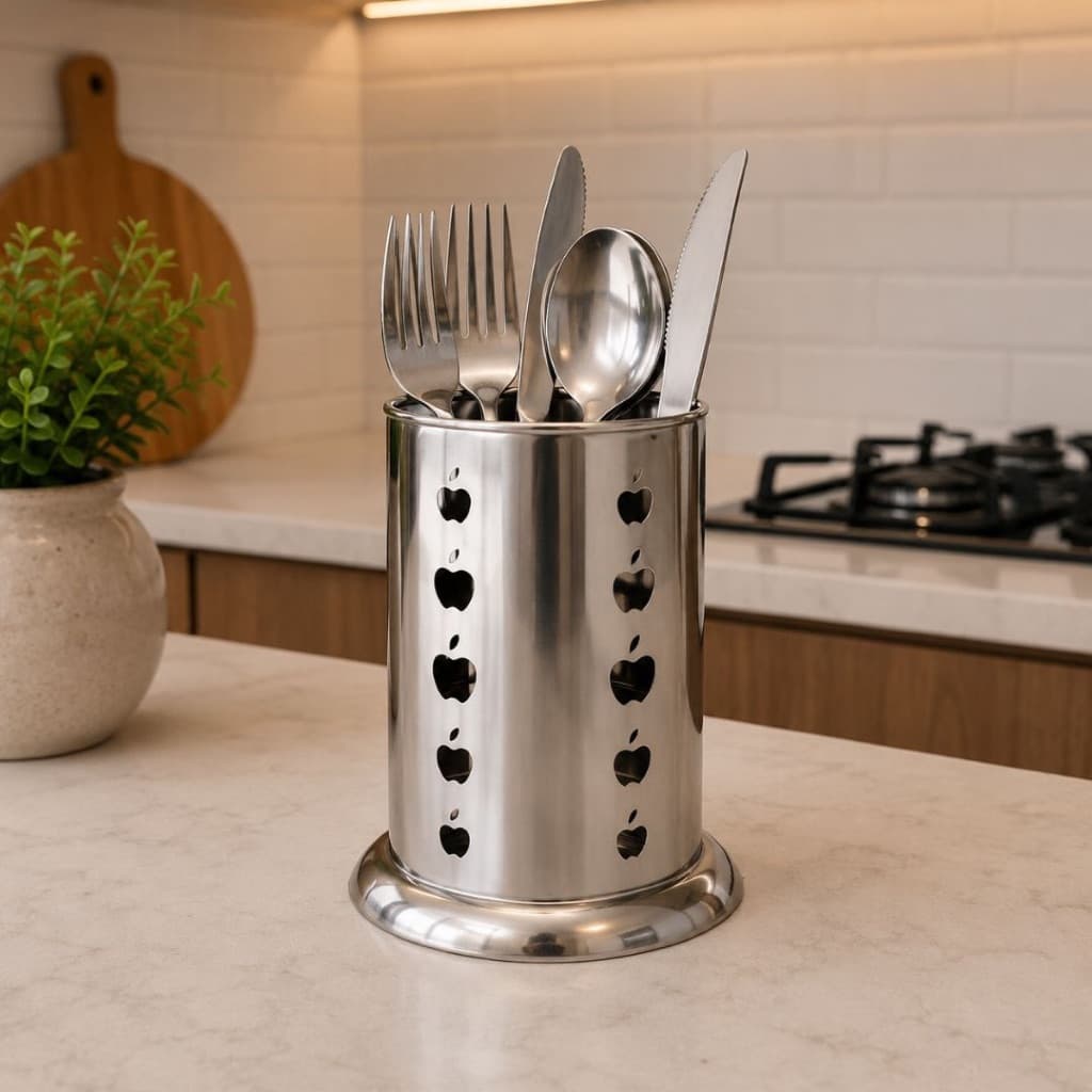 Porta Talher Escorredor Porta Utensílios Aço Inox Organizador de Cozinha
