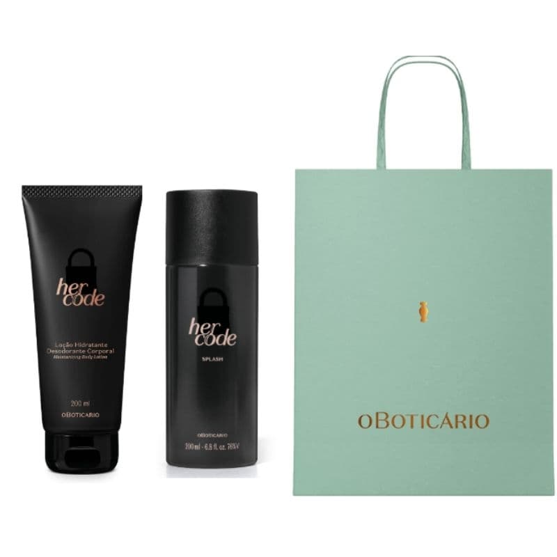 Boticário Presente Dia dos Namorados: Body Splash Desodorante Colônia Her Code 200ml, Loção Hidratante Corporal 200ml