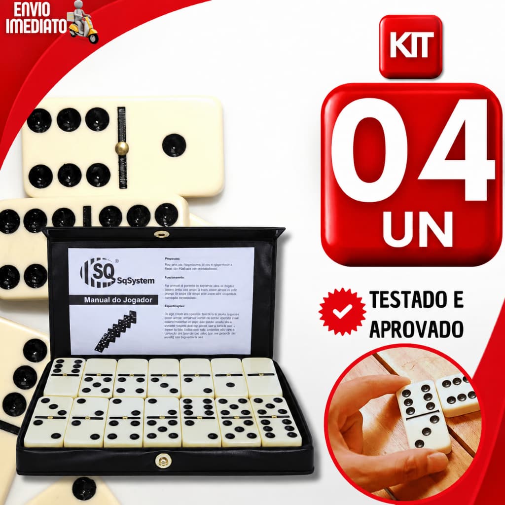 Jogo Dominó Profissional Super Resistente Estilo Osso Estojo Com 28 Peça Premium Diversão Garantida