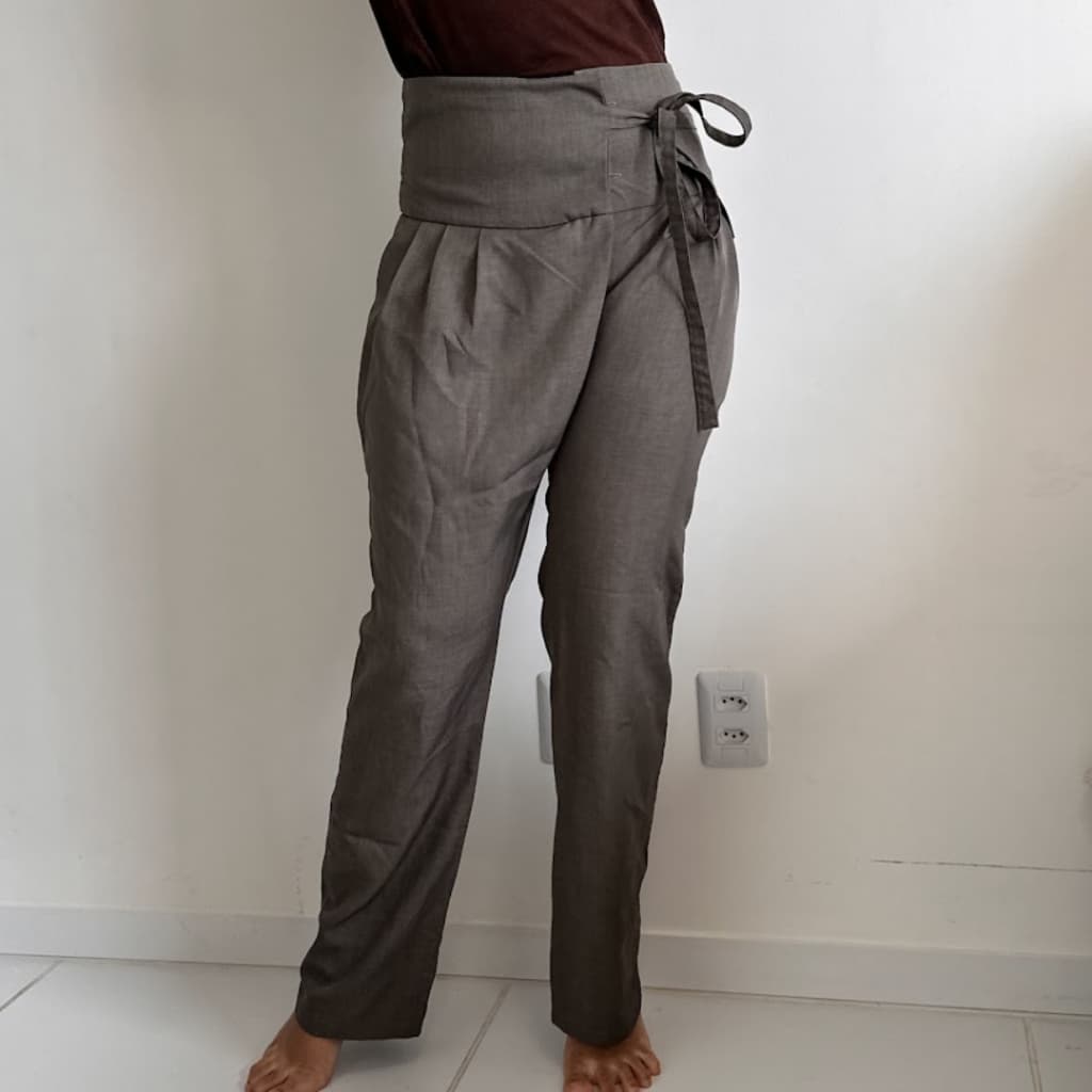 Calça Alfaiataria Tam PP Envelope Pantalona com Amarração Lateral Estilo Elegante Brechó Bazar