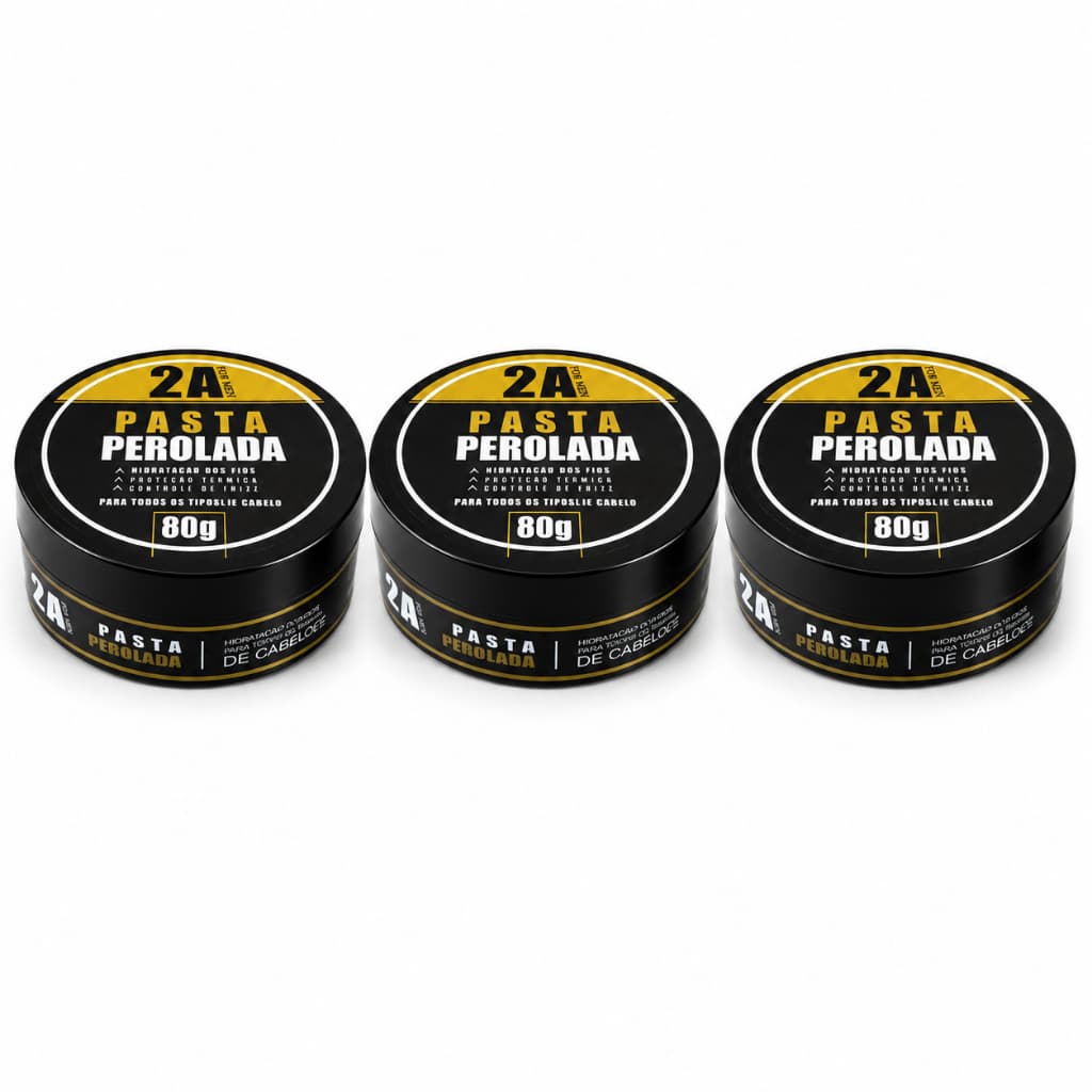 Kit 3 Pomadas Modeladoras Masculinas Peroladas 80g 2A Para Cabelo Sem Forma Definição e Controle