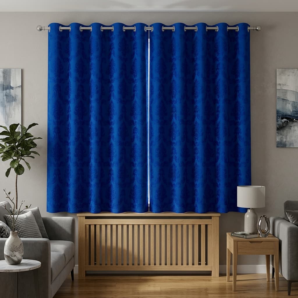 Cortina de Jacquard 2,00 X 1,35 Azul Royal Sala ,Quarto e Cozinha