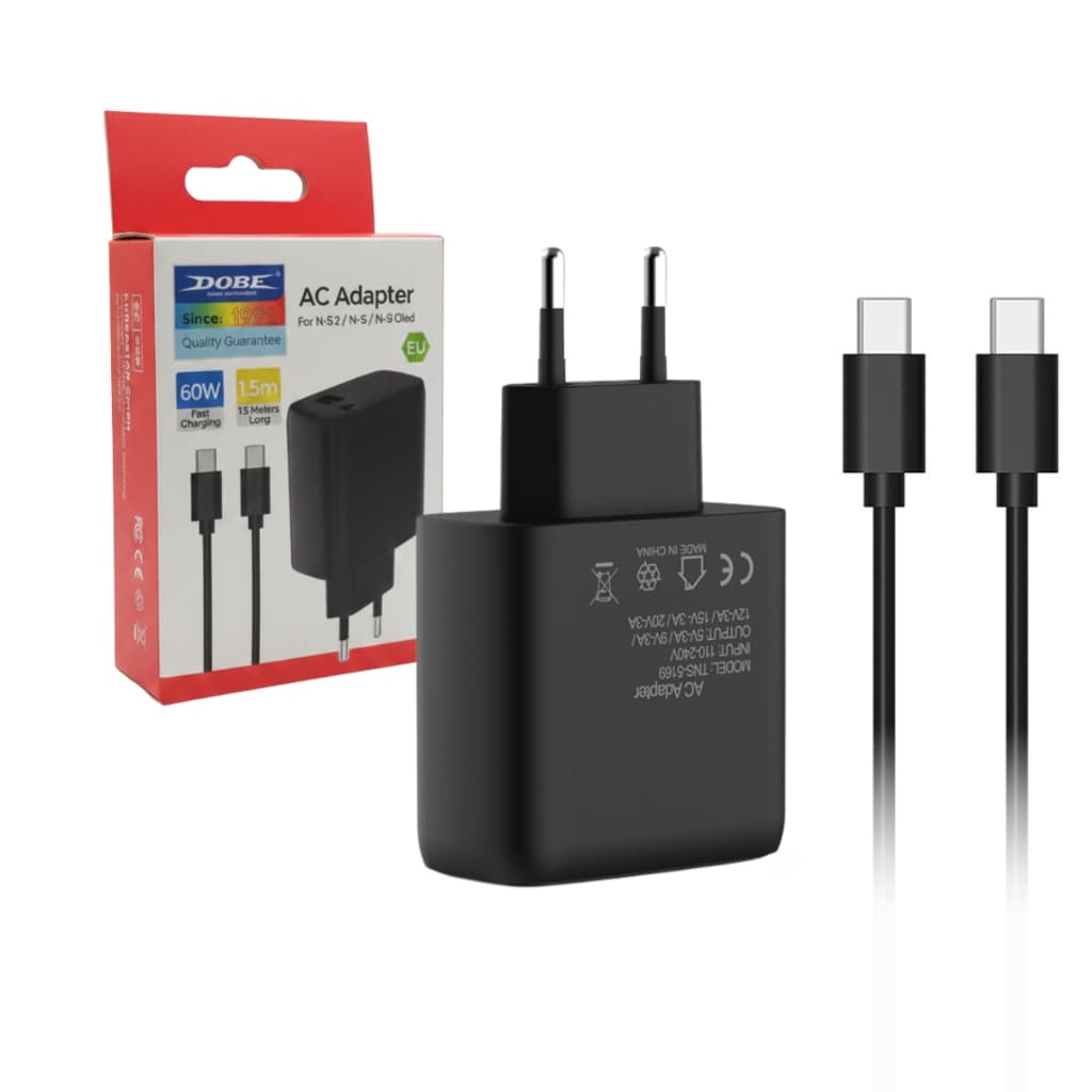Carregador Rápido Base Potente 60w para Nintendo Switch / Switch 2 / Oled Bivolt USB-C