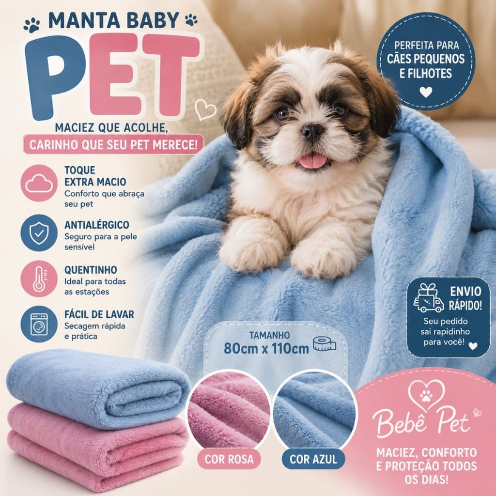 Manta Pet Soft Antialérgica Para Cachorro Gato Filhote Quentinha Macia