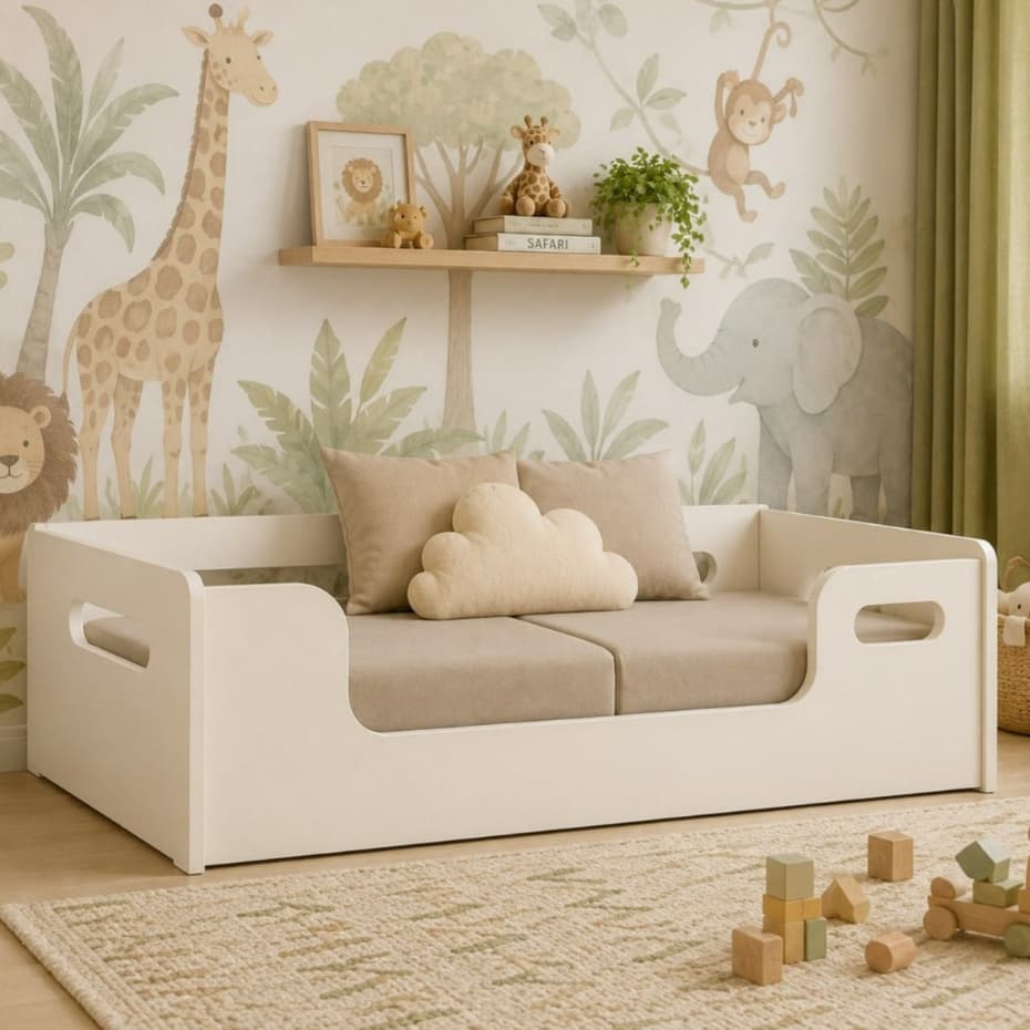 Cama Montessori Infantil  Menino Menina 154cm Baixa e Segura  P/ o Conforto do seu Pequeno.