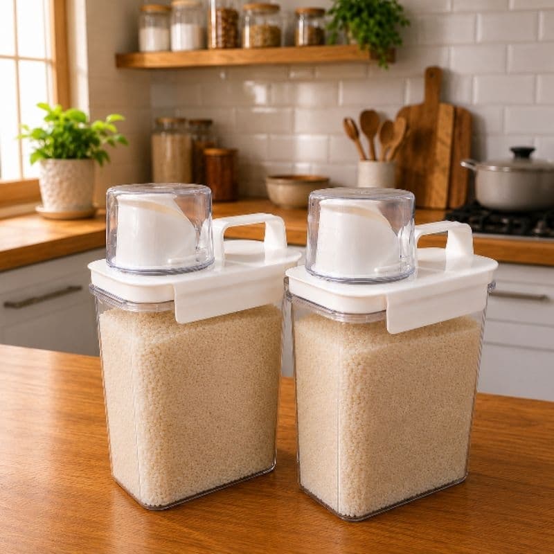 Pote Dispenser Hermético 1,5L com Copo Medidor Bico Dosador Pará Grãos, Líquidos, Cozinha, Lavanderia
