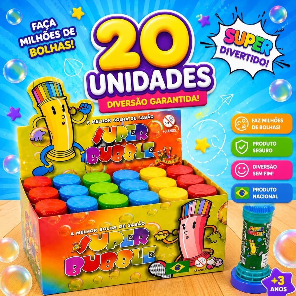 20 Unidades De Bolha De Sabão Diversão Garantida  Festa Infantil