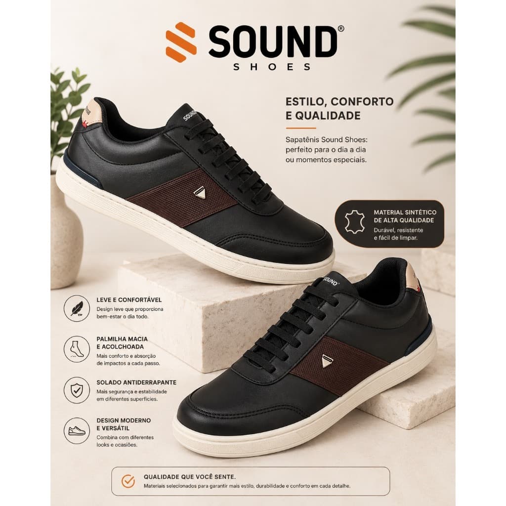 Sapatênis Sound Shoes Masculino Sintético Calce Fácil Elástico Conforto E325Z