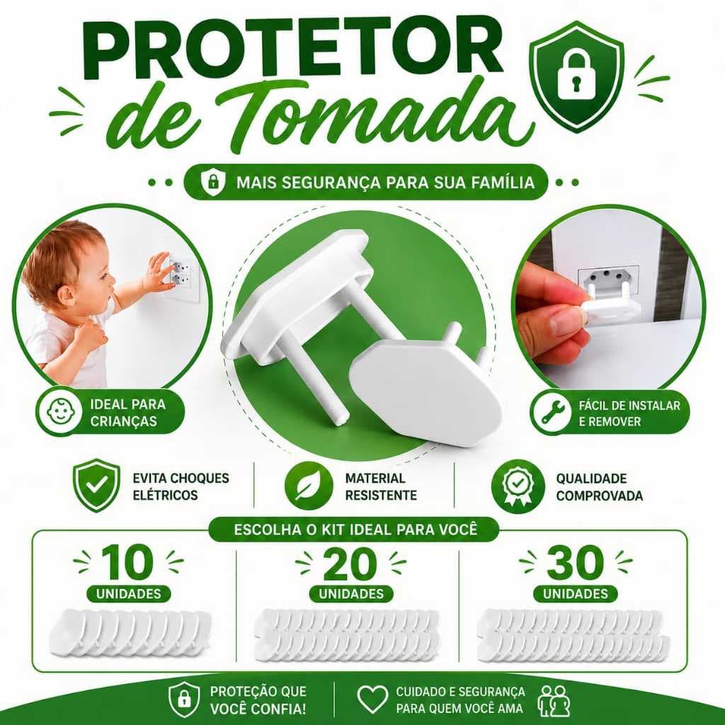 Kit com 10/20/30 Protetor de Tomada Para Bebê/ Criança Contra Choque Elétrico. Envio Imediato