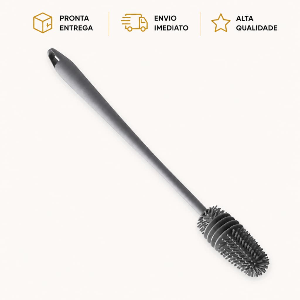 Escova Silicone para Mamadeiras Garrafas Limpeza Profunda 33cm
