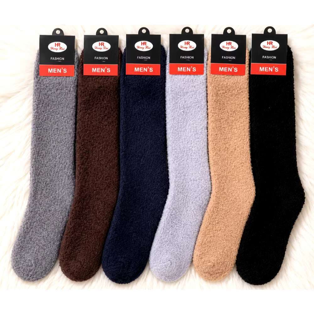 Meias de Pelúcia Masculina Térmica Grossa Cano Alto Inverno Confortável Atacad