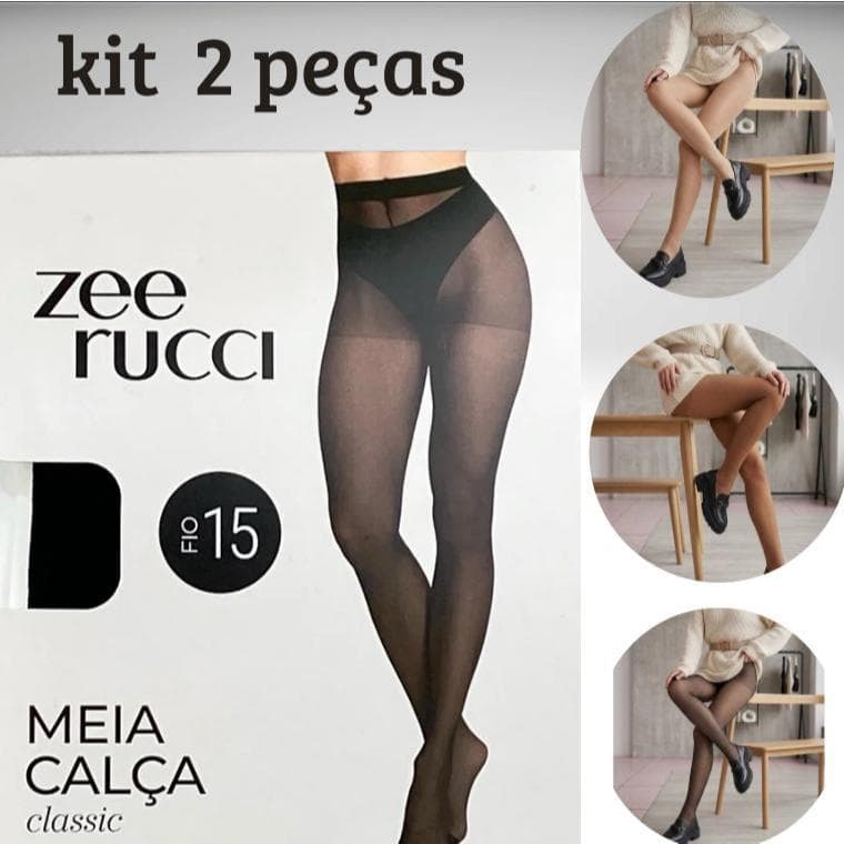 Zee Rucci Kit 2 Meia Calças Feminina Fina Microfibra Poliamida Fio 15