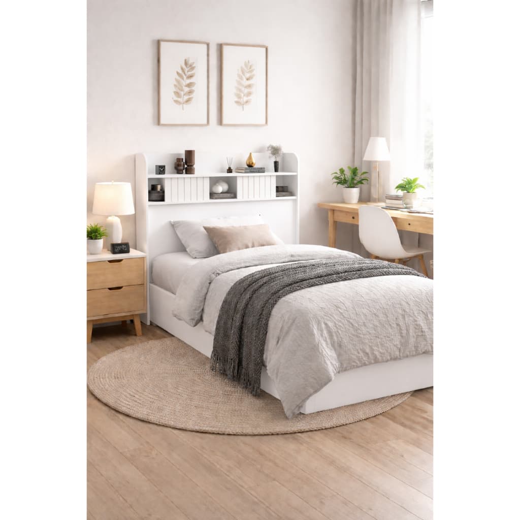 Cabeceira Cama Box Solteiro Dubai com Prateleira Organizadora - Moderna em MDF
