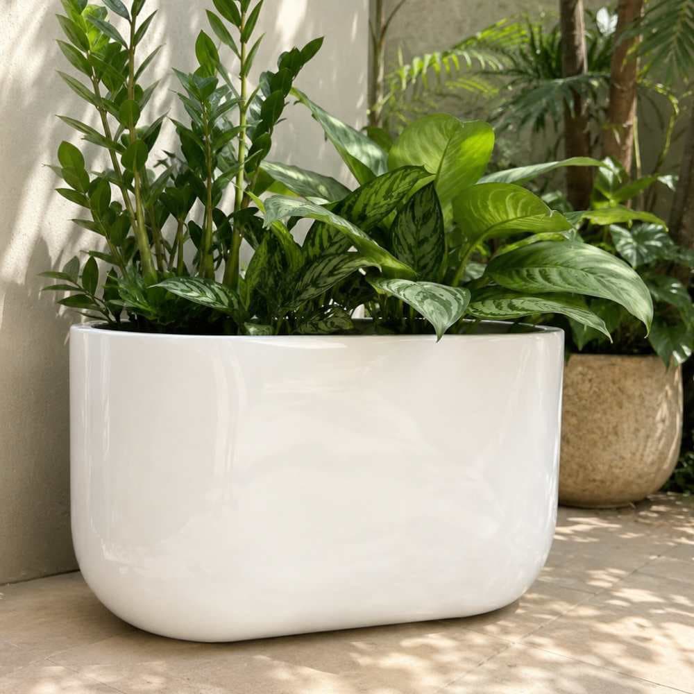 Floreira Fibra de Vidro Lisboa U 66,5CM Jardineira Plantas Moderna
