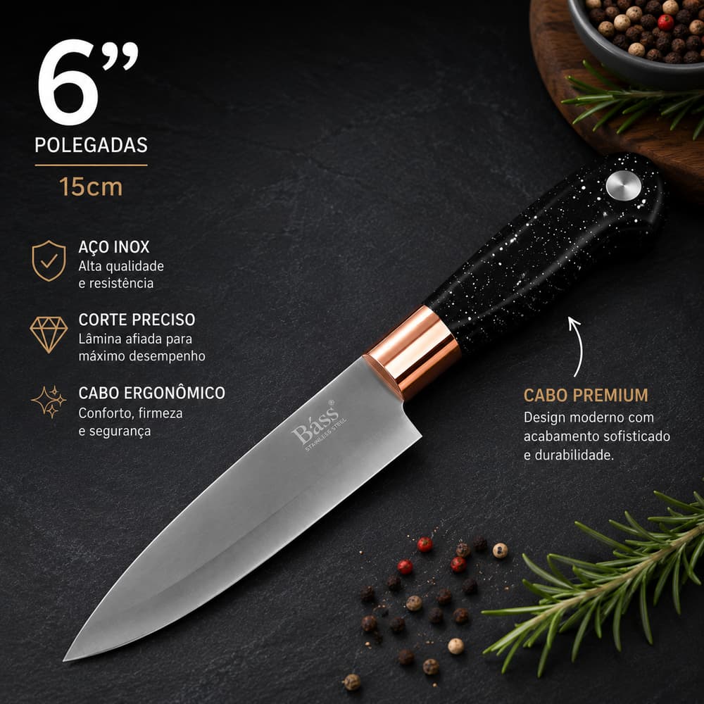 Faca de cozinha / faca/  Aço Inox Premium / Cabo Ergonômico / Ultra Afiada para Cozinha