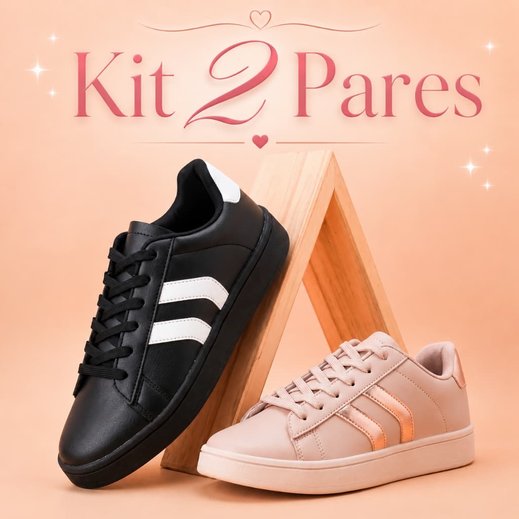 Kit 2 Pares Tênis Feminino Dia A Dia Casual Despojado Leve E Macio Lançamento