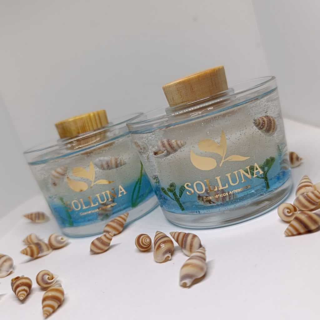 Vela Aromática Luminária Decorativa | Gel Transparente com rolha | Cera Vegetal Perfumada | Lavanda | Brisa do Mar