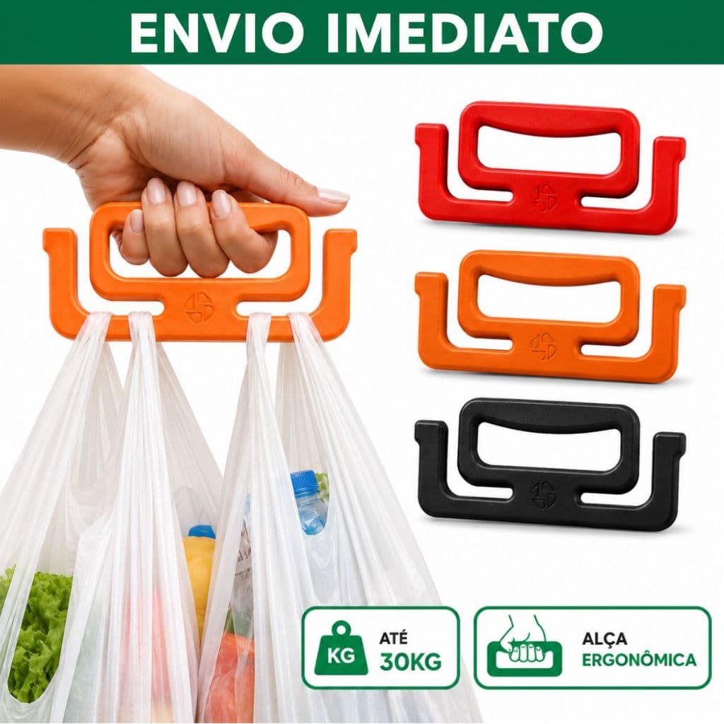 Carregador De Sacolas Mercado Pegador Ergonômico Compras Supermercado Até 30kg