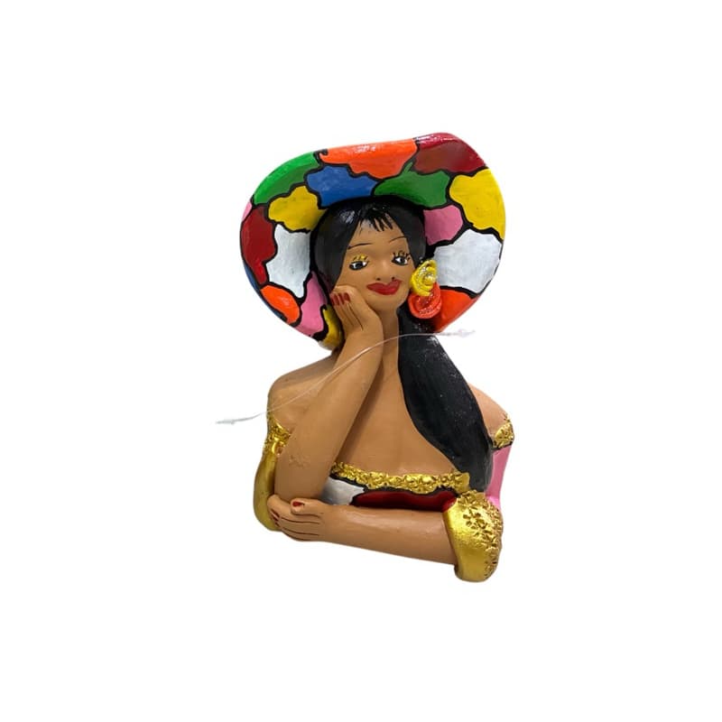 Escultura Boneca Namoradeira de Cerâmica Artesanal Decorativa Feita a Mão 16 cm