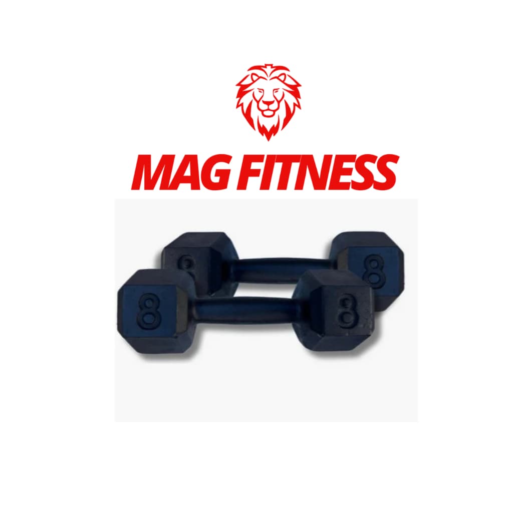 Par Halter Sextavado Pintado 8kg – Par de Pesos para Musculação, Treino em Casa, CrossFit