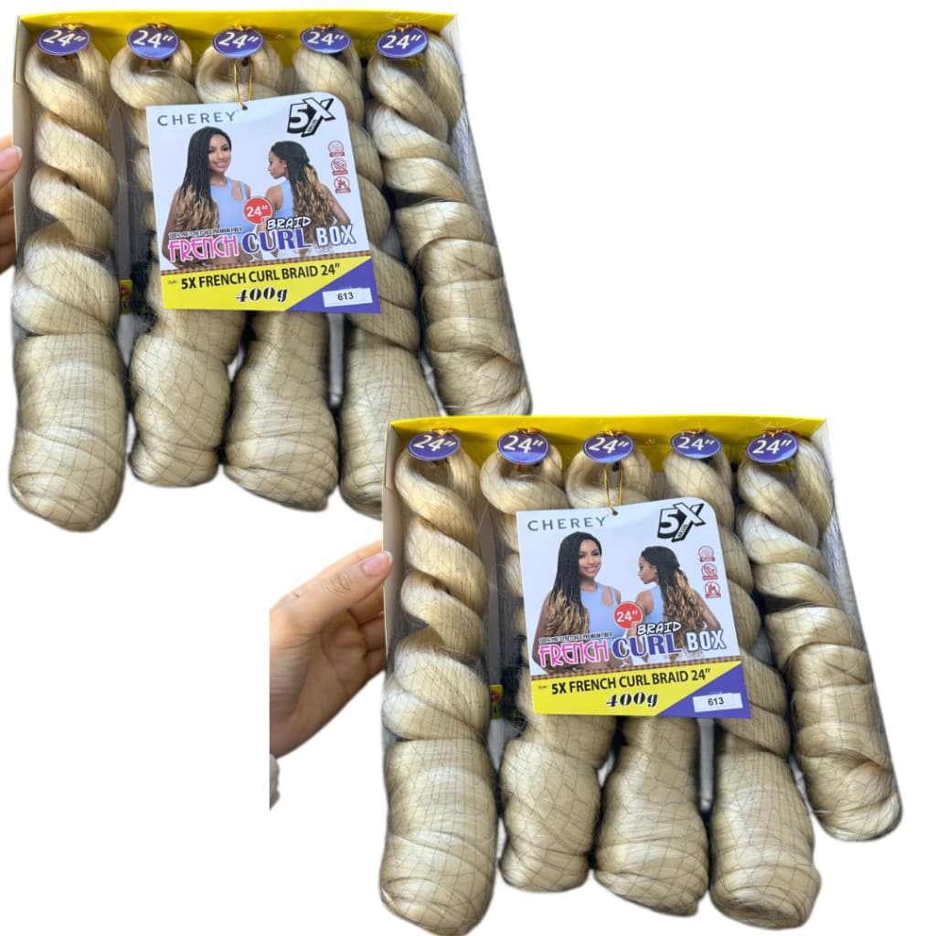 kit 2 French Curl Cor 613# Loiro Fibra Premium jumbo Ondulado Cherey 400g