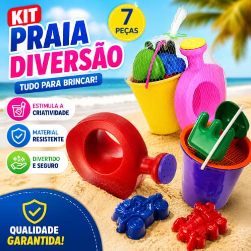 Baldinho de Praia Infantil 7 Peças com Baldinho e Regador – Brinquedo Criança