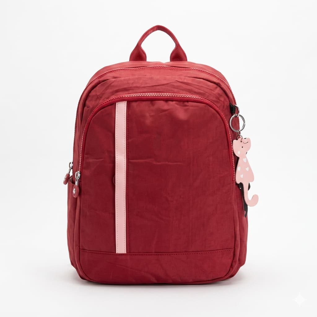 Mochila Feminina Casual Vermelha Vibrante com Charme de Urso
