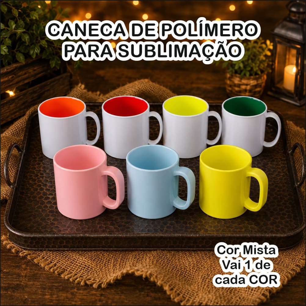 07 Canecas de Polímero para Sublimação com Interior Colorido